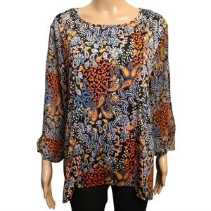 Sara Michelle Vibrant Paisley And Floral Blouse Size XL